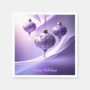 Purple Christmas Ball Holiday Napkin