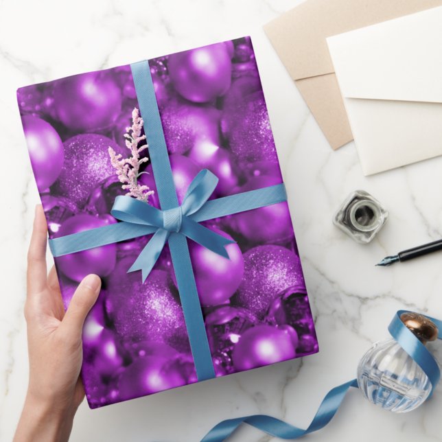 Purple Christmas Baubles Wrapping Paper (Creator Uploaded)