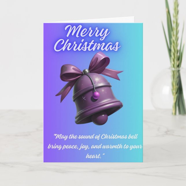 “Purple Christmas Bell Greeting Card  (Front)