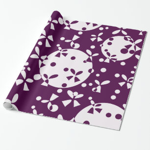 Purple Christmas Bells Holiday Pattern Wrapping Paper
