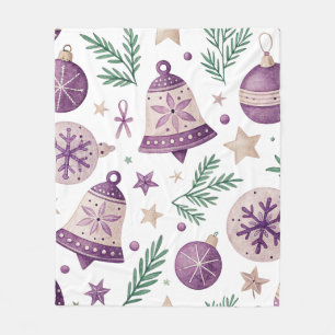 Purple Christmas Bells & Ornaments Pattern Blanket