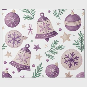 Purple Christmas Bells Wrapping Paper