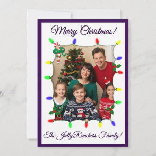 Purple Christmas Card with Lights and photographs