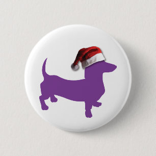 Purple Christmas Dachshund 6 Cm Round Badge