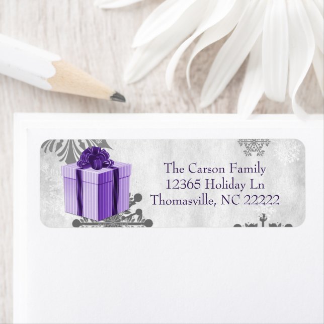 Purple Christmas Gift Address Label Return Address Label (Insitu)