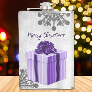 Purple Christmas Gift Holiday Flask