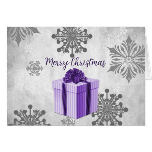 Purple Christmas Gift Holiday Greeting Card