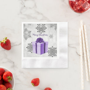 Purple Christmas Gift Paper Napkin