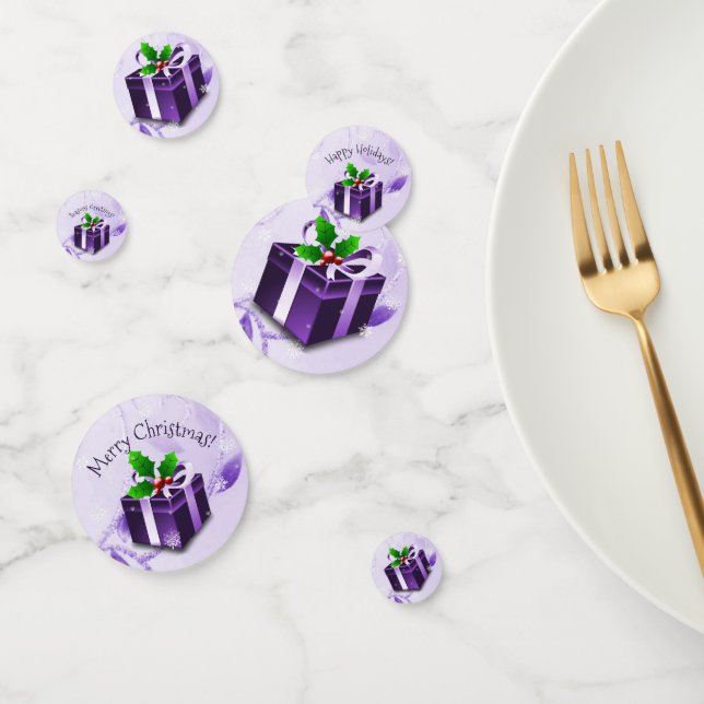 Purple Christmas Gift Table Confetti (Group)