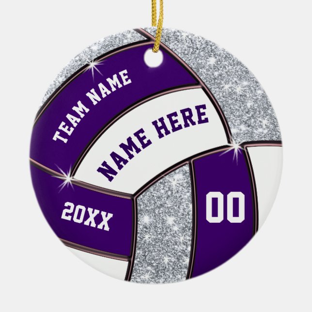 Purple, Christmas Gifts for Volleyball Players,  Ceramic Ornament (Front)