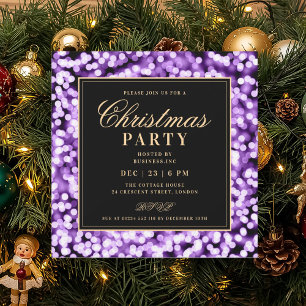 Purple Christmas Glam Lights Holiday Party Invitation