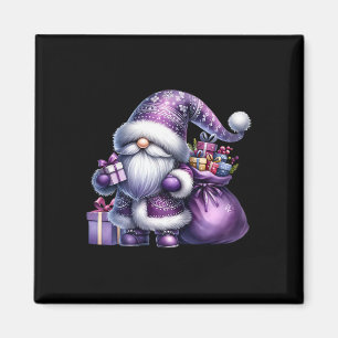 Purple Christmas Gnome With Santa G For Women Men Magnet