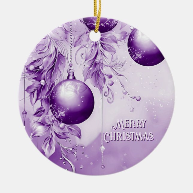 Purple Christmas Holiday Ornament (Front)