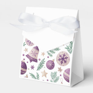 "Purple Christmas Ornament and Bell Favor Box" Favour Box