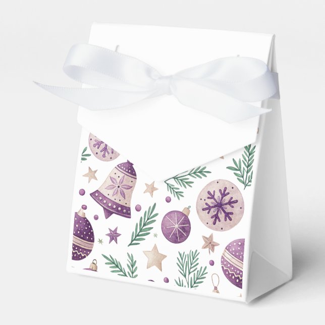 "Purple Christmas Ornament and Bell Favour Box" Favour Box (Front Side)