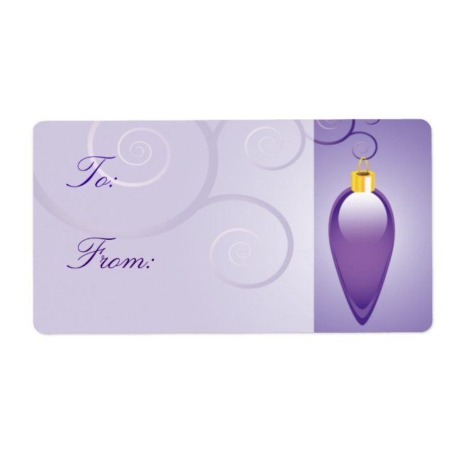 Purple Christmas Ornament Gift Labels (Front)