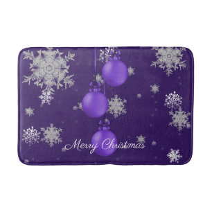 Purple Christmas Ornaments Bath Mat