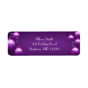 Purple Christmas Ornaments Custom Holiday Return Return Address Label