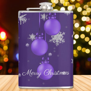 Purple Christmas Ornaments Holiday Flask