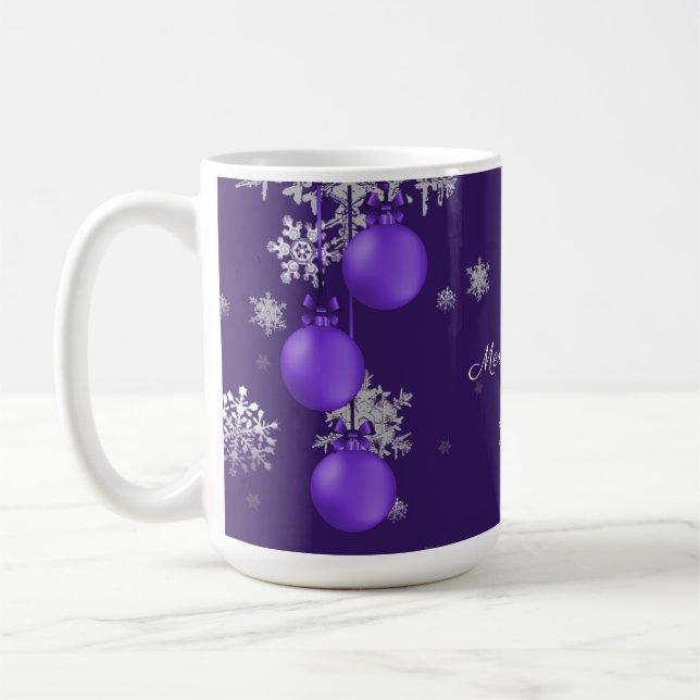 Purple Christmas Ornaments Mug (Left)