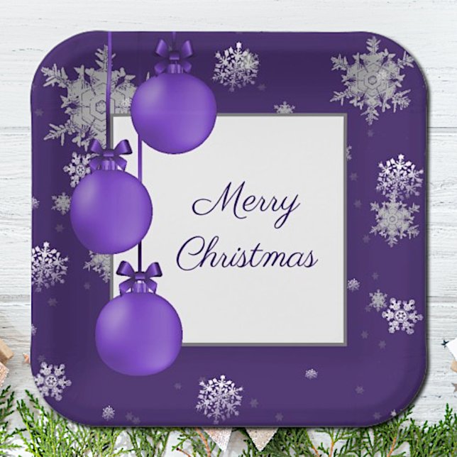 Purple Christmas Ornaments Paper Plate (Purple Christmas Ornaments Paper Plates)
