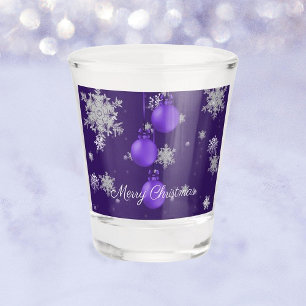 Purple Christmas Ornaments Shot glass