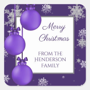 Purple Christmas Ornaments Sticker