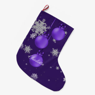 Purple Christmas Ornaments Stocking