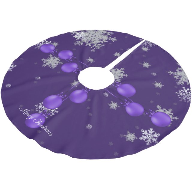 Purple Christmas Ornaments Tree Skirt (Angled)