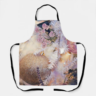 Purple Christmas ornaments watercolor Apron