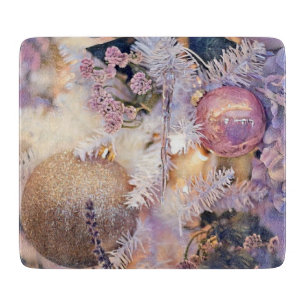 Purple Christmas ornaments watercolor Cutting Board