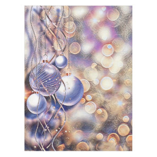 Purple Christmas ornaments watercolor  Tablecloth