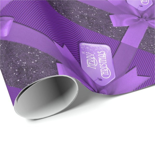 Purple Christmas Package Wrapping Paper (Roll Corner)