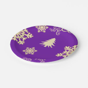 Purple Christmas Paper Plate