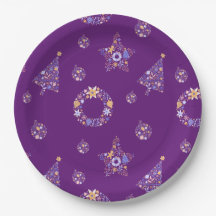 Purple Christmas Party Plates - set 1