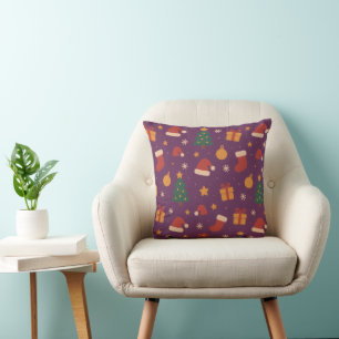 Purple Christmas Pattern Aesthetic – Cute Holiday  Cushion