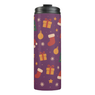 Purple Christmas Pattern Aesthetic – Cute Holiday Thermal Tumbler