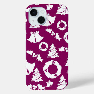 Purple Christmas Pattern iPhone 15 Case