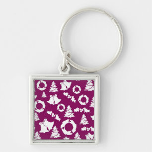 Purple Christmas Pattern Key Ring