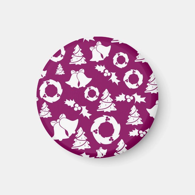 Purple Christmas Pattern Magnet (Front)