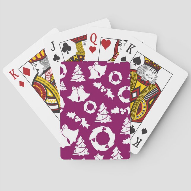 Purple Christmas Pattern Playing Cards (Back)