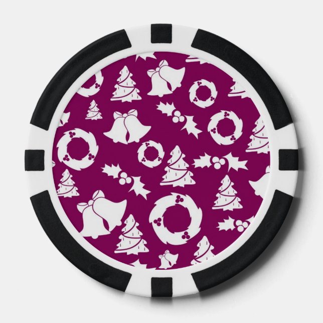 Purple Christmas Pattern Poker Chips (Front)