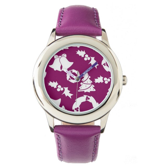 Purple Christmas Pattern Watch (Front)