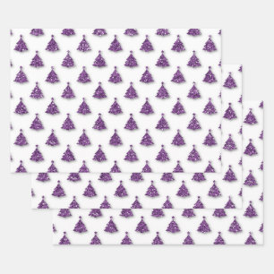 Purple Christmas Pattern Wrapping Paper Sheet