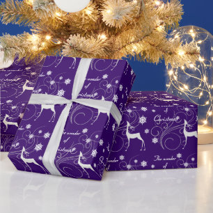Purple Christmas Reindeer Wonder Wrapping Paper