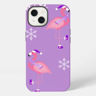 purple christmas santa claus flamingo iPhone 13 case