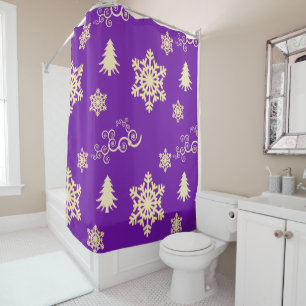 Purple Christmas Shower Curtain