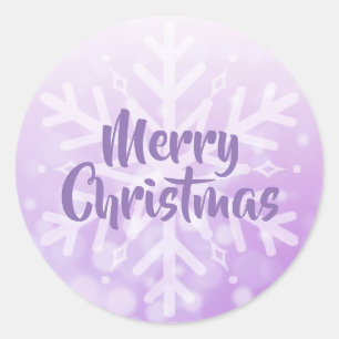 Purple Christmas Snowflake Classic Round Sticker
