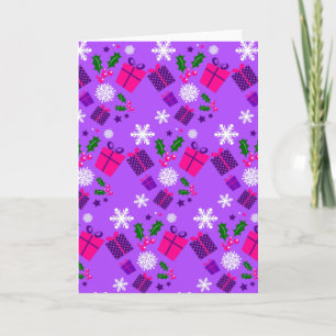 purple christmas snowflakes holly invitation
