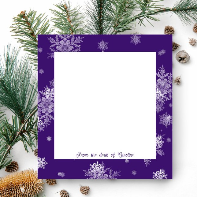 Purple Christmas Snowflakes Notepad (Purple Christmas Snowflakes Personalized Notepad)